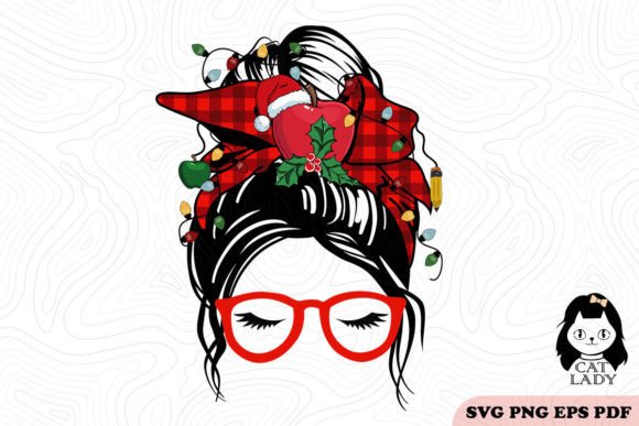 Messy Bun Teacher Christmas SVG PNG Review